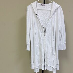 Wearables Chic White Hooded Zip-Up Sweatshirt